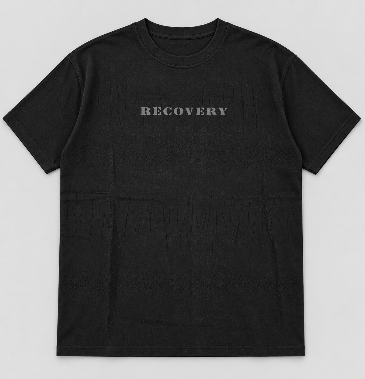 "RECOVERY" Black Oversized Tee -26180