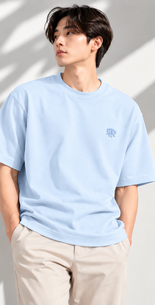 Light Blue Basic Ultra Cool Oversize Tee 3554