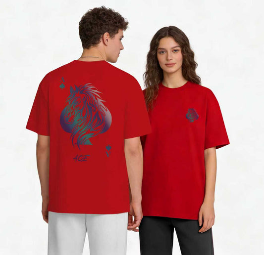 "ACE HORSE" Reflective Print Oversized Tee - 3574