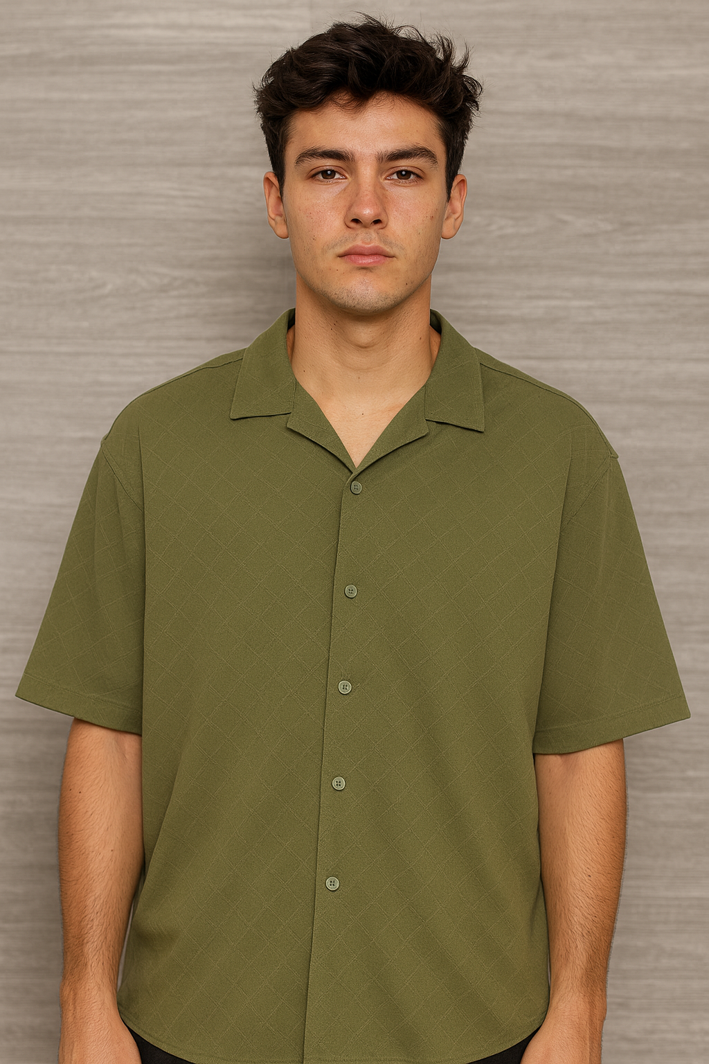 Oversized Short Sleeve Shirt 4514 Green