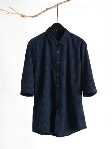 Designed Blue 3/4-sleeve shirt 1078