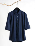Plain BLUE 3/4-sleeve shirt 1080