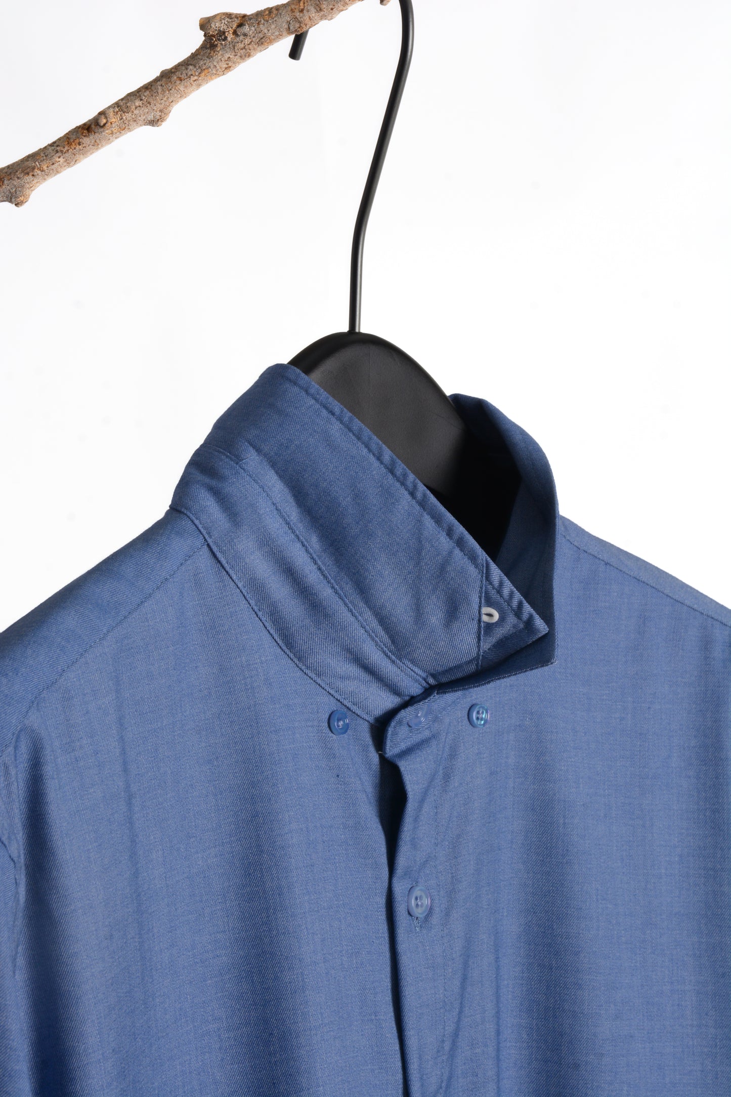 Plain Blue 3/4-Sleeve Shirt 1092