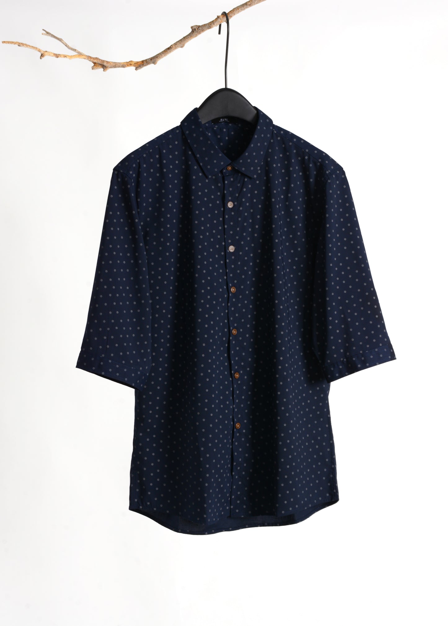 Printed Navy 3/4-sleeve shirt 1079