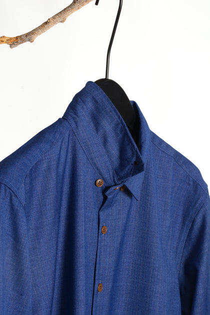 Plain Blue 3/4-sleeve shirt 1098