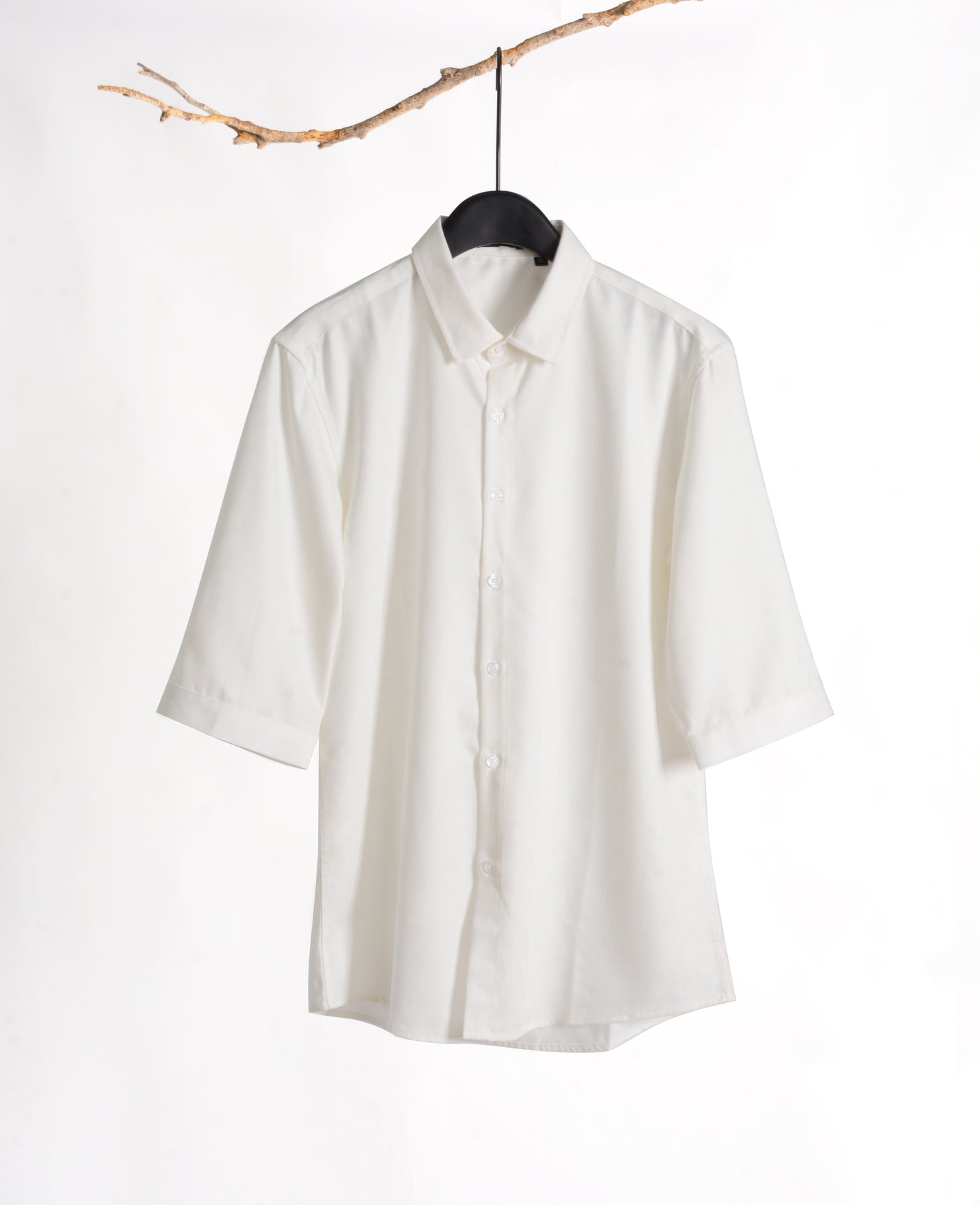 Plain White 3/4-Sleeve Shirt 1082