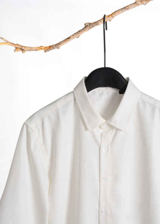 Plain White 3/4-Sleeve Shirt 1082