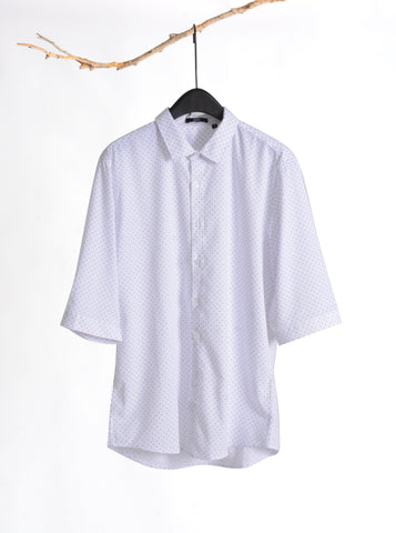 Printed White 3/4-Sleeve Shirt 1089