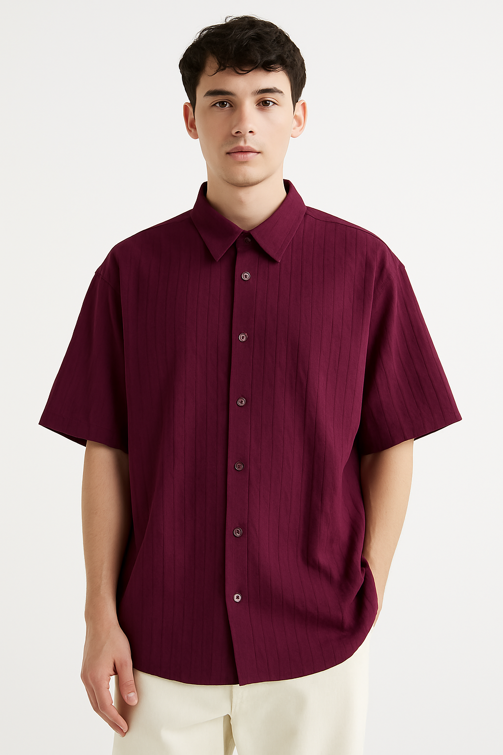Oversized Short Sleeve Shirt 4516 Claret