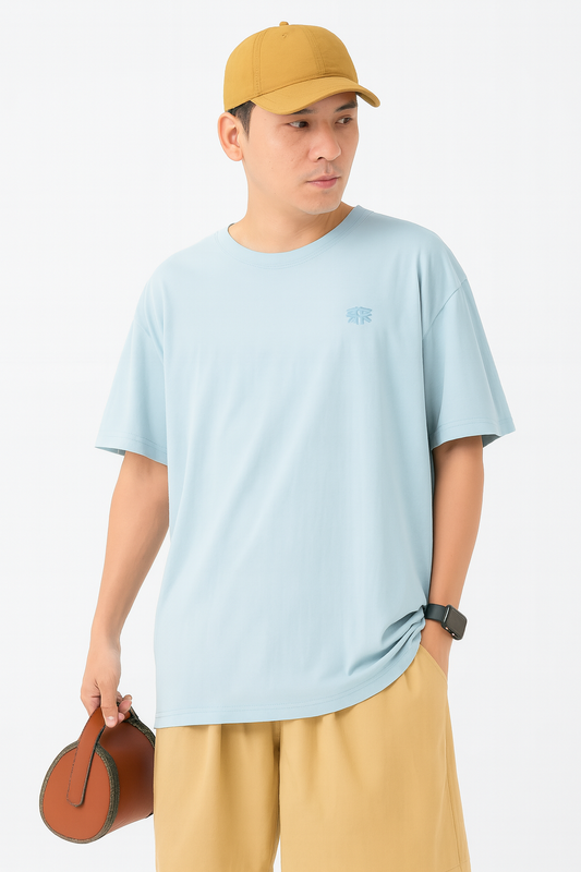 Blue Basic Oversize Tee Cool Weave cotton 3554