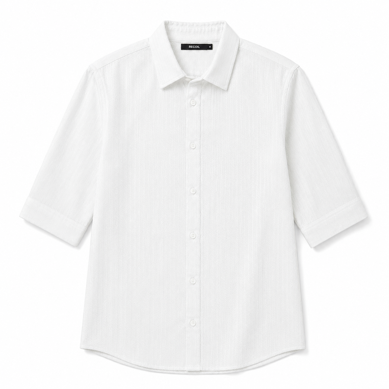 Luxe Herringbone 3/4-Sleeve Shirt – White