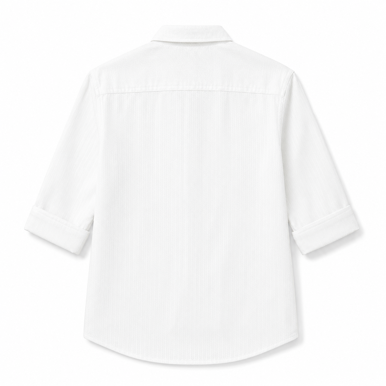Luxe Herringbone 3/4-Sleeve Shirt – White