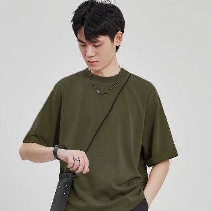 Army Green Basic Oversize Tee Gracell Material - 3029