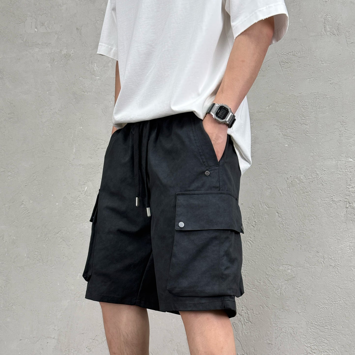 Washed Black Cargo Shorts 23129