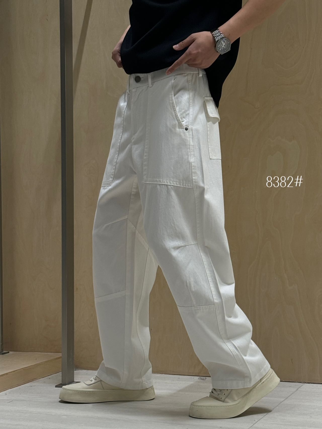 White Cargo Pants 8382