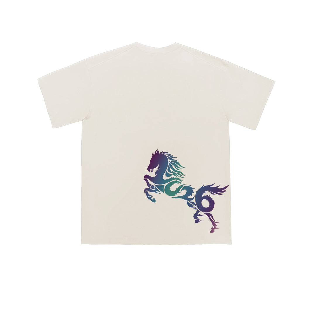 ”HORSE" Reflective Print Oversized Tee - 3588