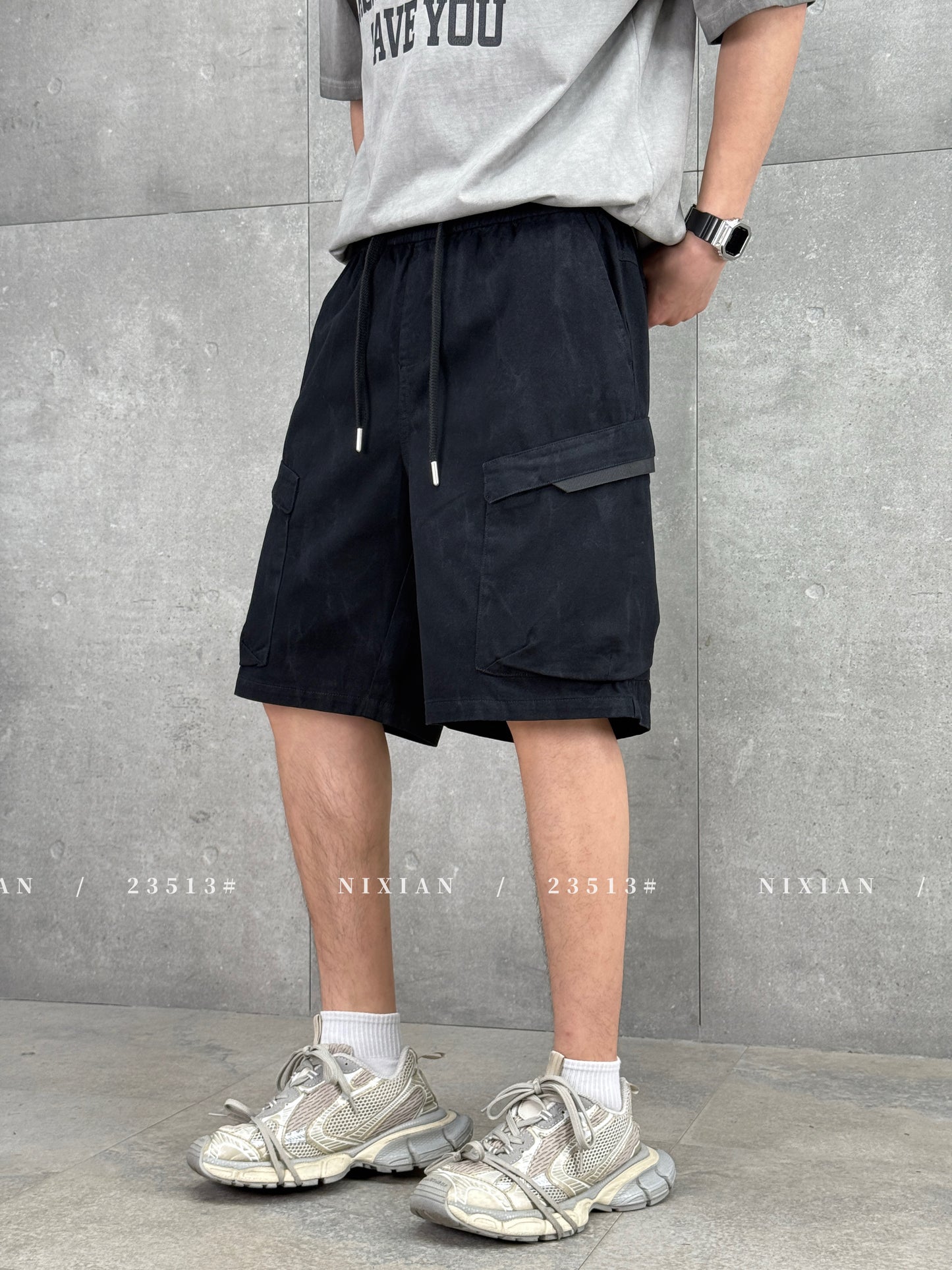 Black Cargo Shorts 23513