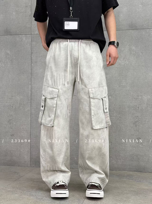 Grayish White Cargo Pants 23369