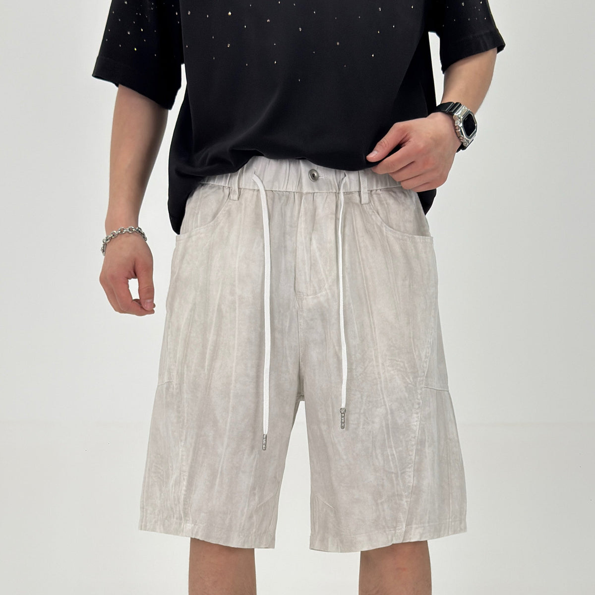 White Cargo Shorts 23521