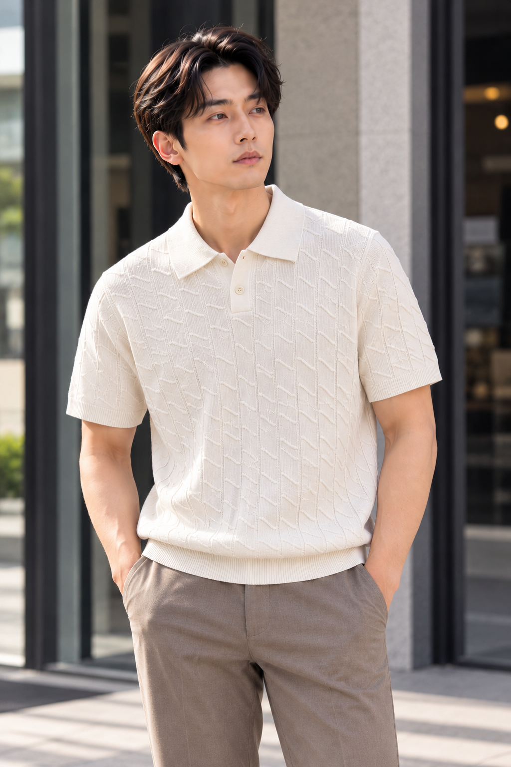 Premium Textured Knit Polo – APRICORT 41667
