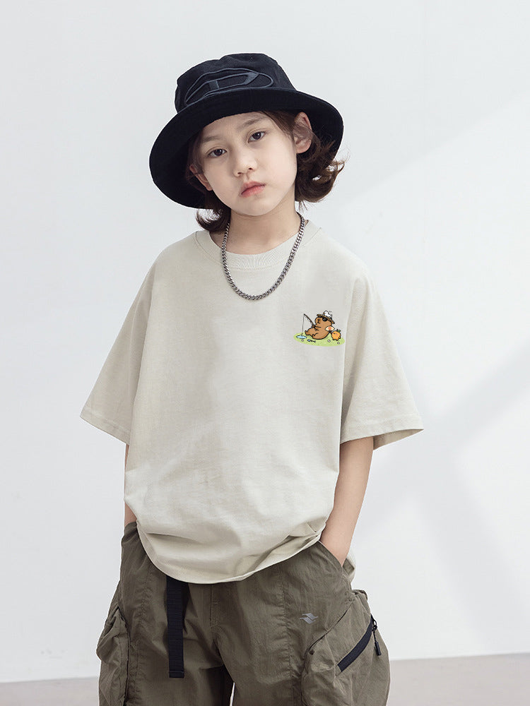 "TAKE IS EASY CAPYBARA" Oversized Unisex Kids T-Shirt - 36761