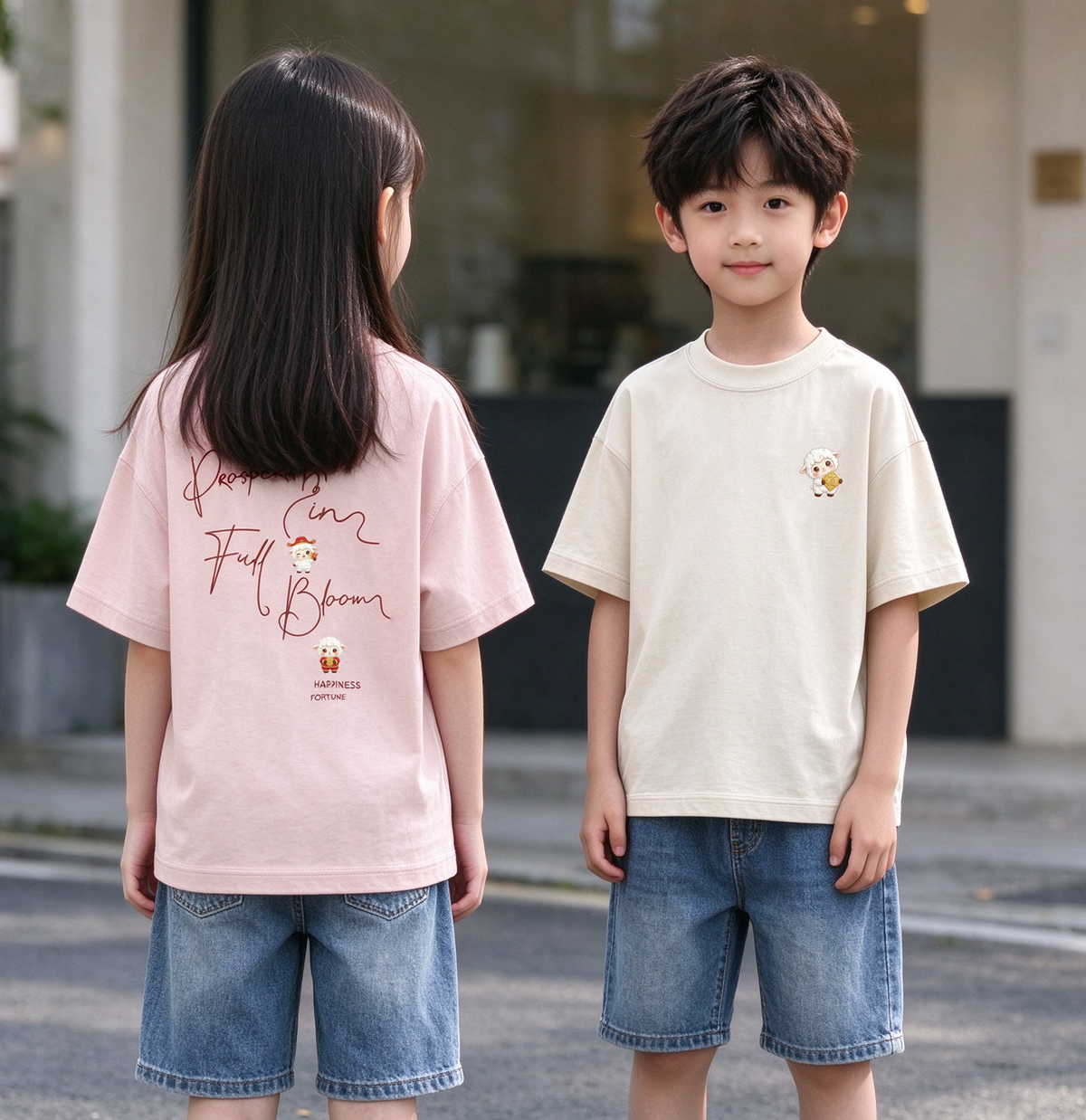 "Prosperity in Bloom" Oversized Unisex Kids T-Shirt - 39061