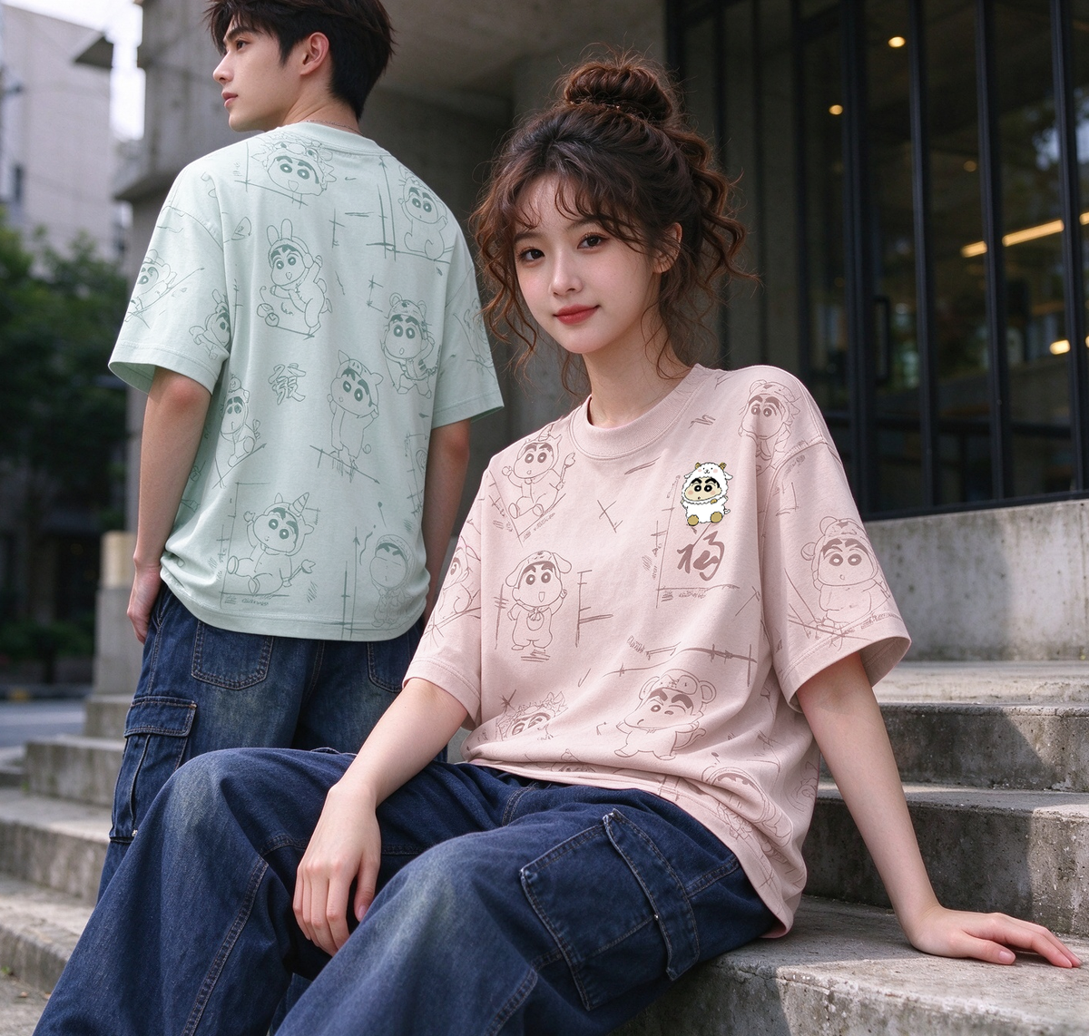 Shinchan Zodiac Graffiti Oversized Tee - 3922