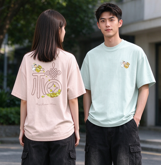 "Good Fortune Awaits" Oversized Tee - 3929