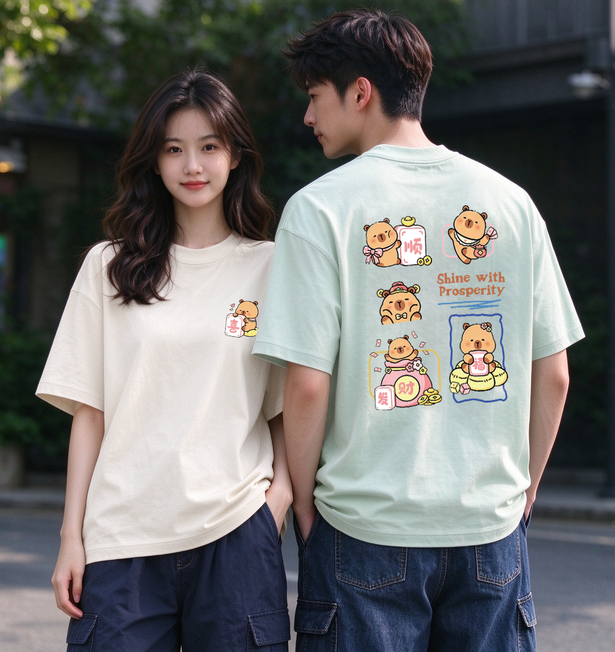 Capy Shine With Prosperity Oversized Tee - 3944