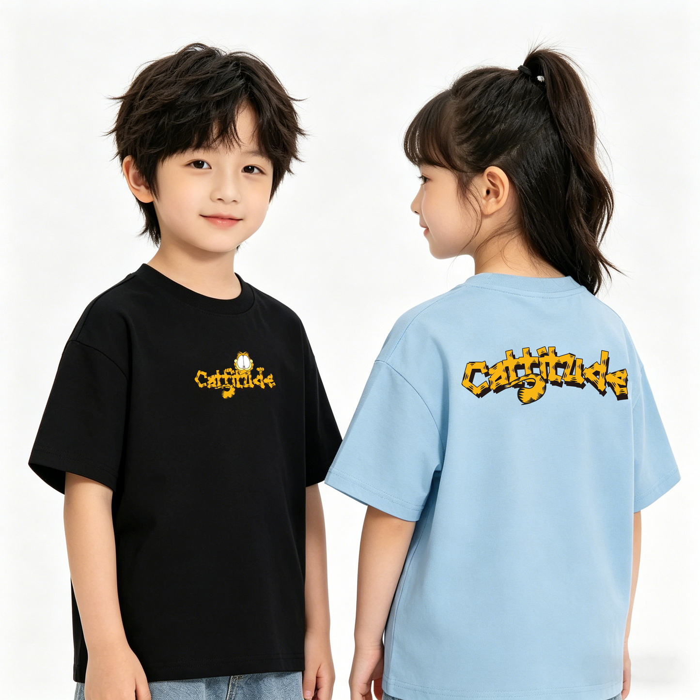 "Cattitude" Oversized Unisex Kids T-Shirt - 38211