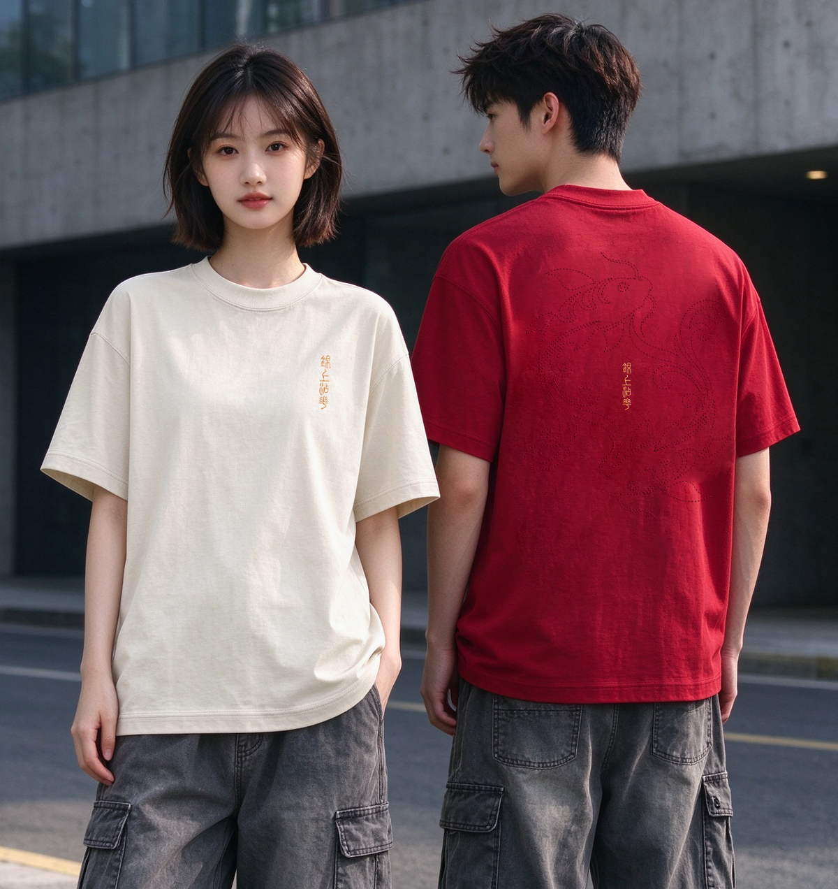 "KOI" Stitching Oversized Tee - 3907
