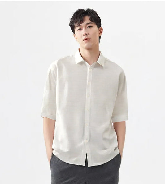 Cream 3/4-Sleeve Shirt 1184