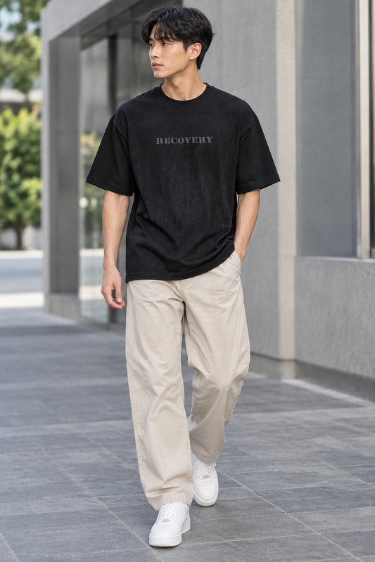 "RECOVERY" Black Oversized Tee -26180