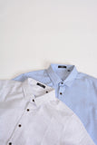 Light Blue 3/4-Sleeve Shirt with a Splash Painting Pattern - 1051