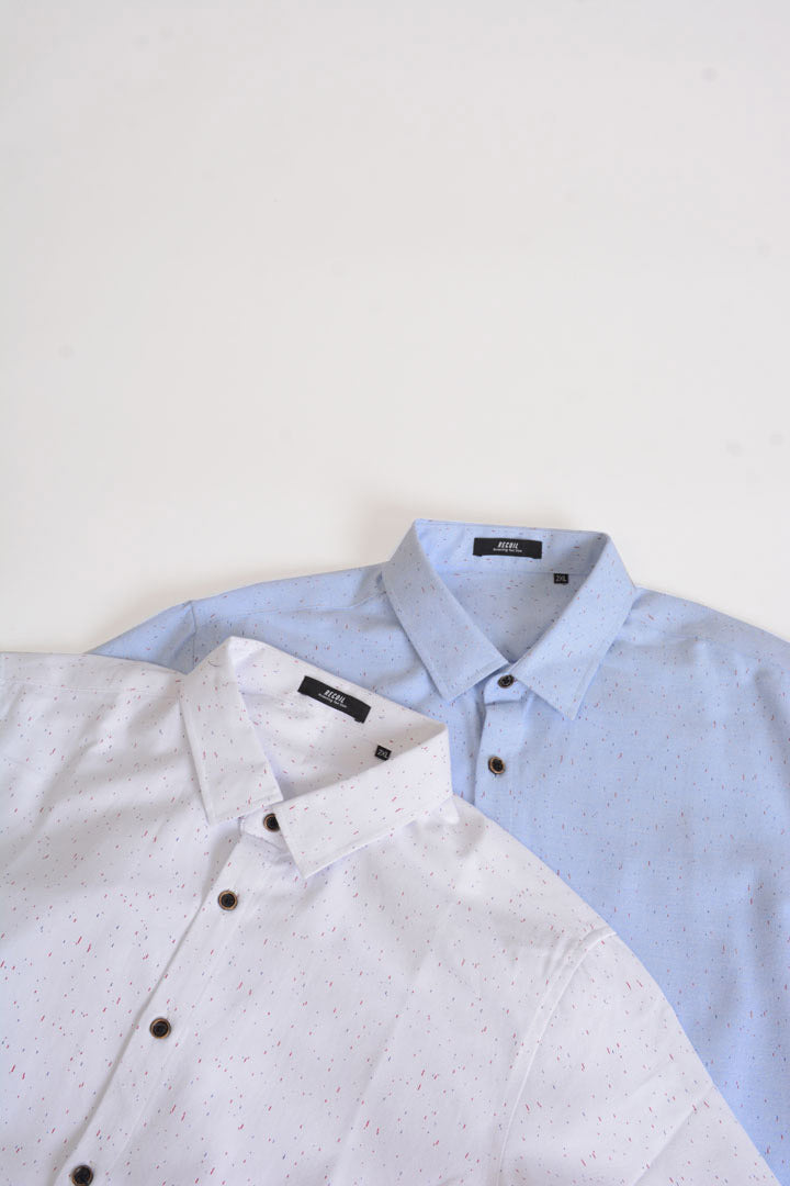 White 3/4-Sleeve Shirt with a Splash Painting Pattern - 1051