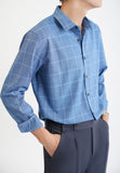 Checkered Long Sleeve Shirt (Blue/ Dark Blue) 6513