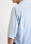 Light Blue 3/4-Sleeve Shirt with a Splash Painting Pattern - 1051