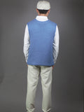 Men Sleeveless Sweater Vest Cotton Knitted (8005 Light Blue)