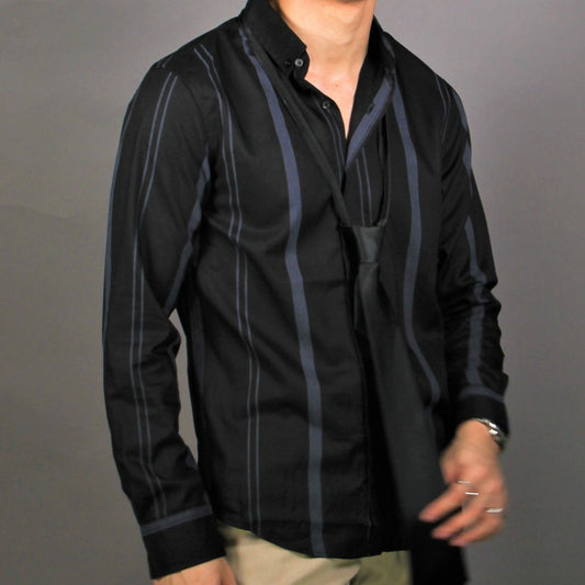 Long Sleeve Strips Shirt (Black) 1656