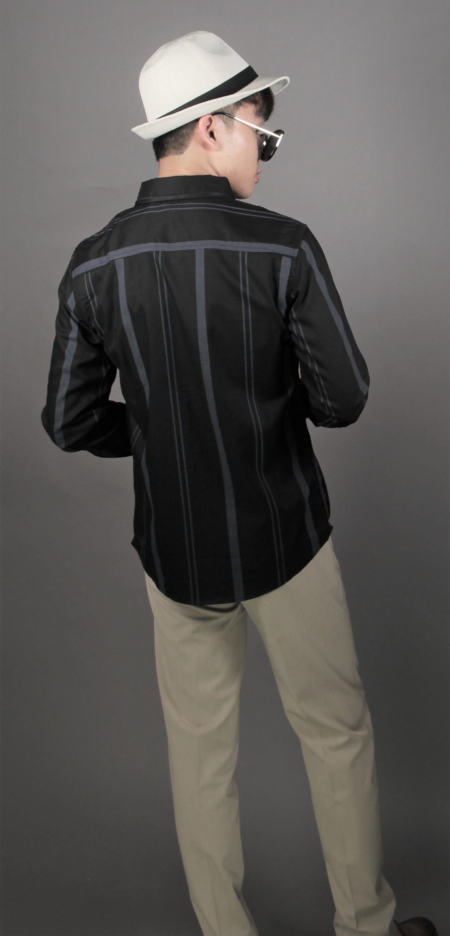 Long Sleeve Strips Shirt (Black) 1656