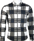 Long Sleeve Checkered Shirt (White) 1714