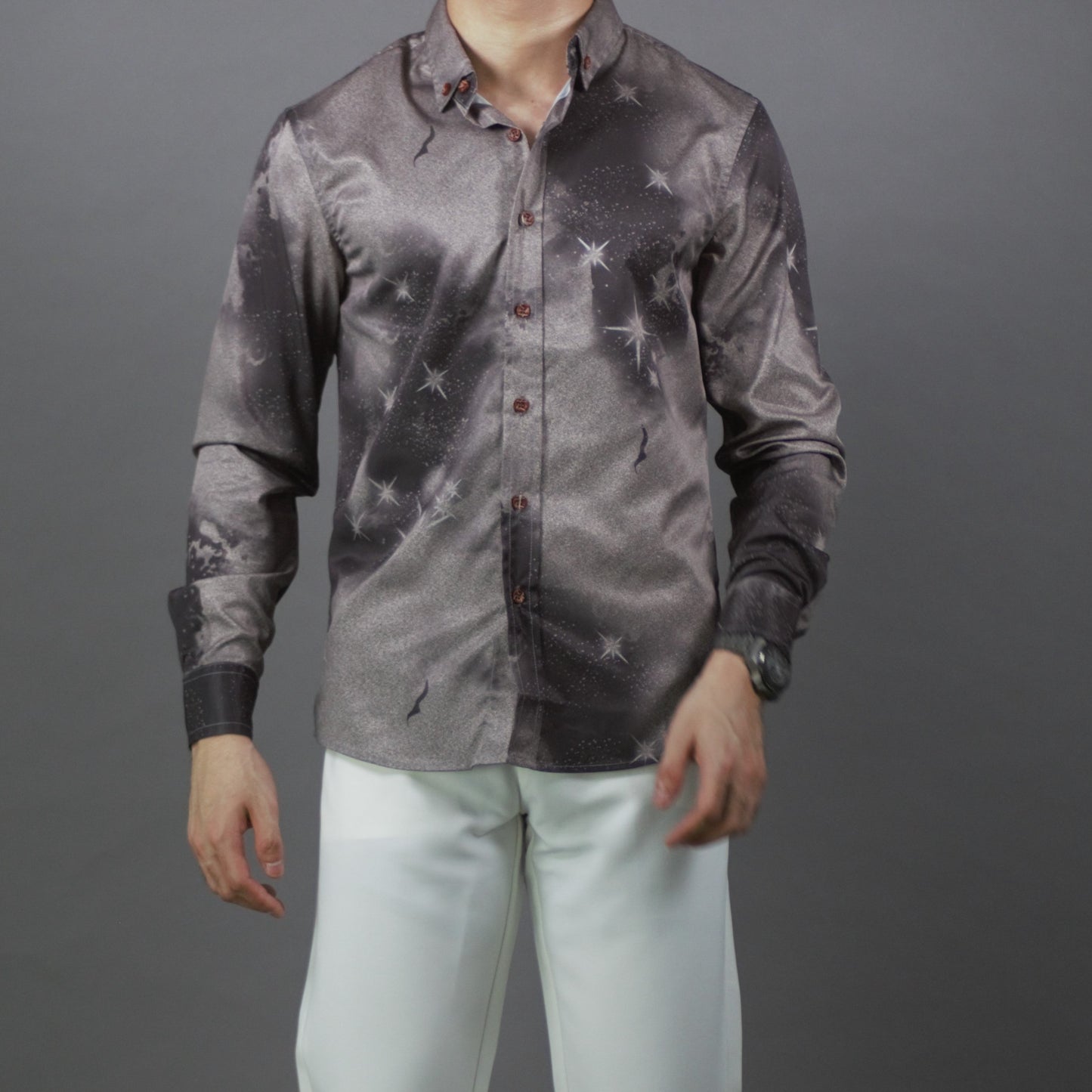 Long Sleeve Designed Shirt (Black) 1753