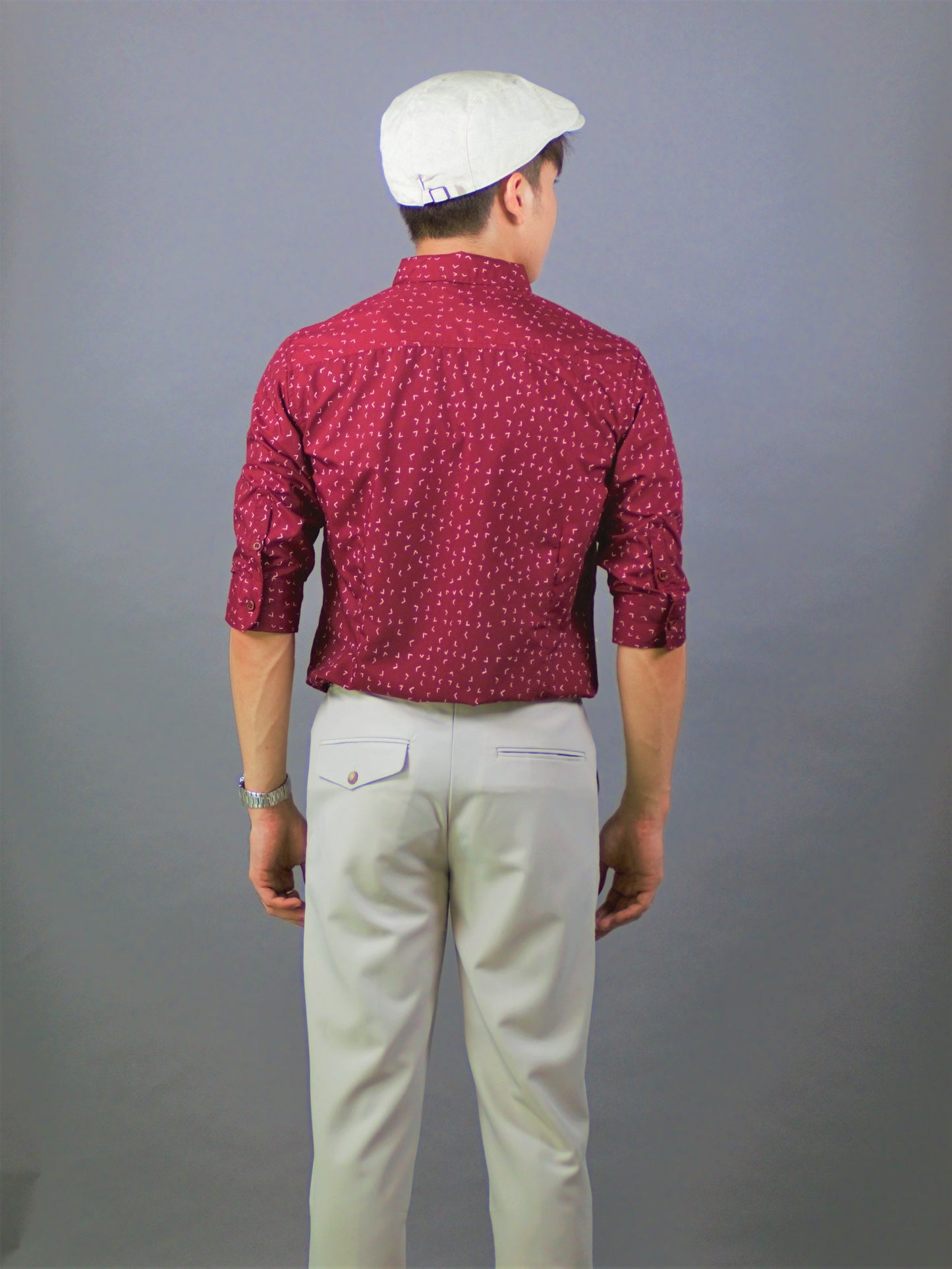 3/4 Sleeves Printed Shirt (Burgundy) 1781