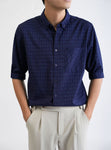 CHECKERED DARK BLUE 3/4-sleeve shirt 1040