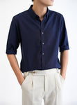 Patterned Navy 3/4-sleeve shirt 1038