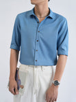 Textured 3/4 Shirt in Blue 1009