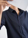 CHECKERED DARK BLUE 3/4-sleeve shirt 1045