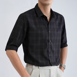Checkered 3/4 Shirt in Black Purple 1021