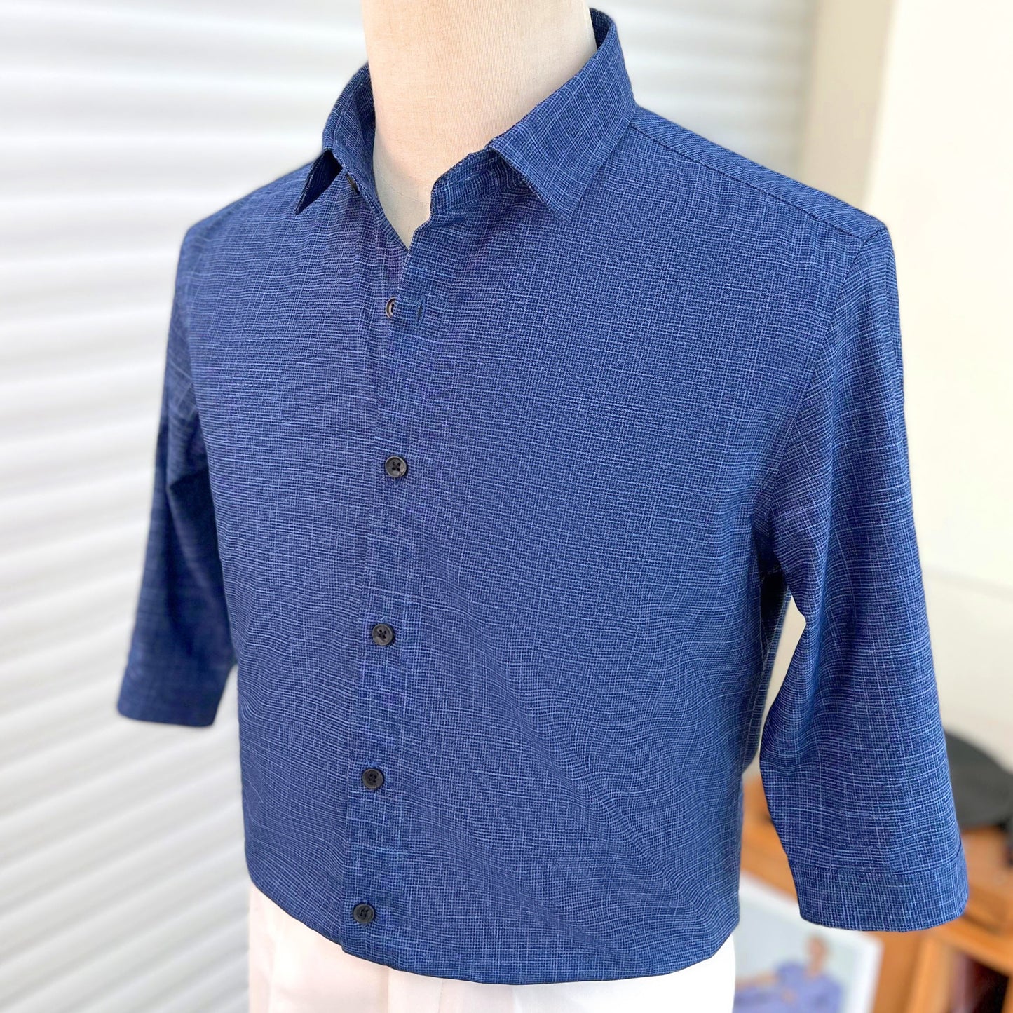 Textured 3/4 Shirt in Blue (1003)