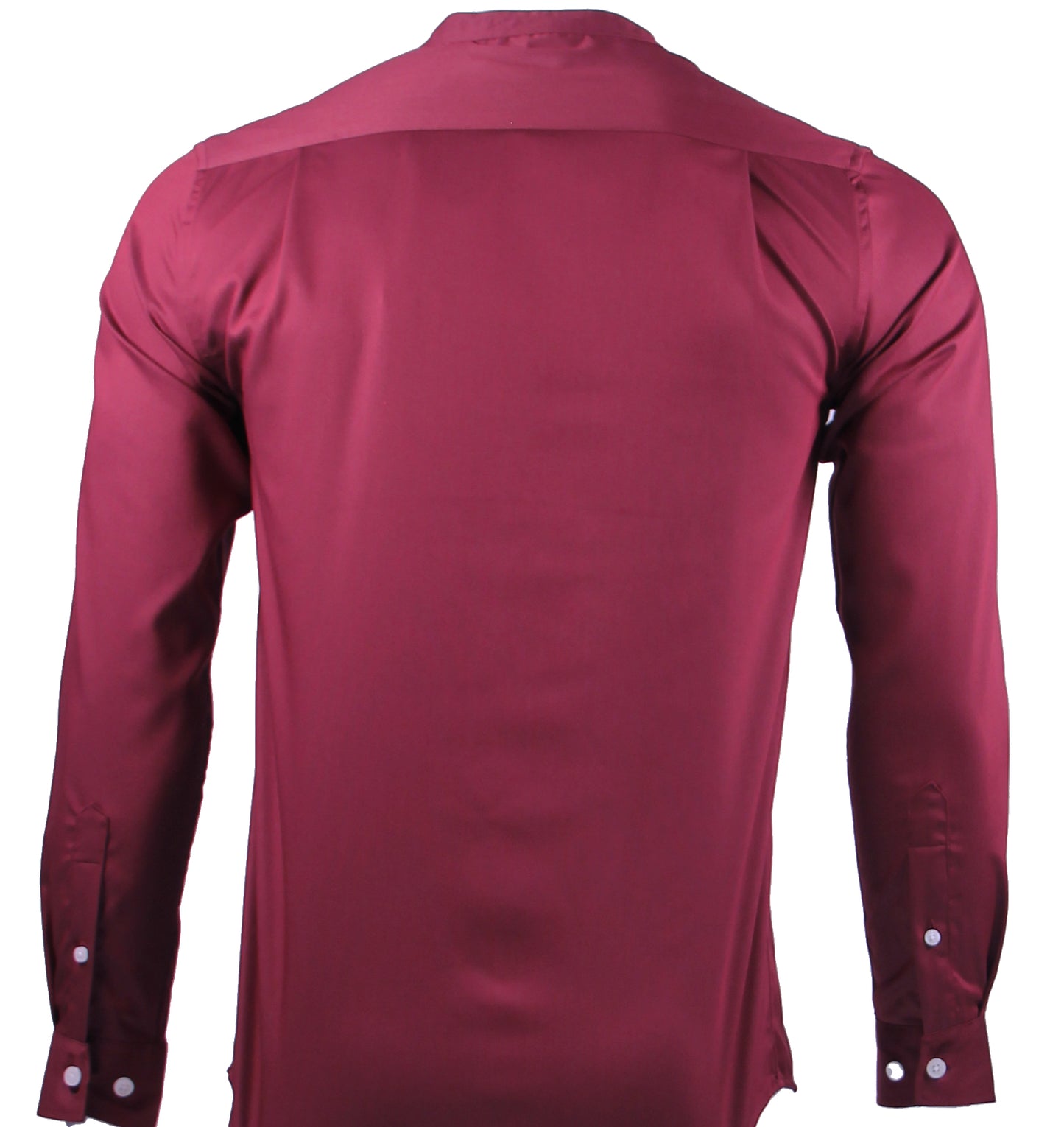 Mandarin collar Long Sleeve Plain Shirt (Maroon) 6809